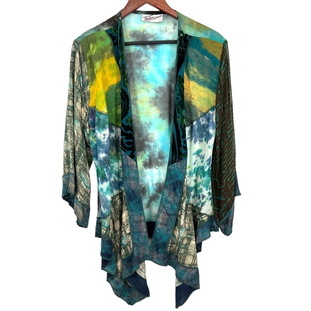 Sterling Styles Vintage ARTSILK Womens One Size Kimono Jacket Blouse Shirt Top